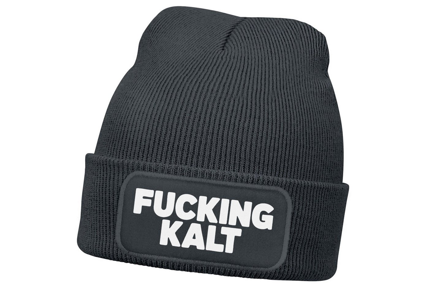 MoonWorks Strickmütze Damen Beanie mit Patch Strickmütze mit Spruch Kalt Wintermütze von MoonWorks