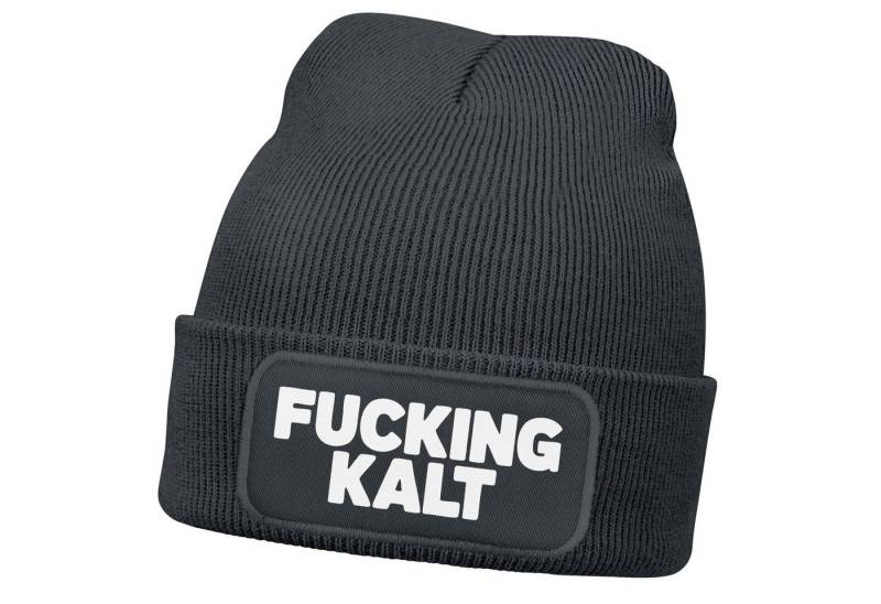 MoonWorks Strickmütze Damen Beanie mit Patch Strickmütze mit Spruch Kalt Wintermütze von MoonWorks