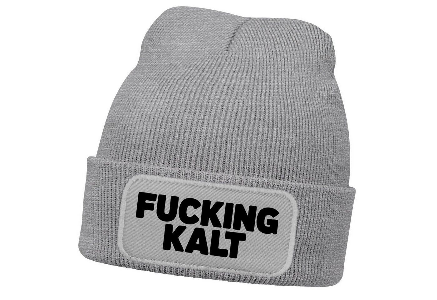 MoonWorks Strickmütze Damen Beanie mit Patch Strickmütze mit Spruch Kalt Wintermütze von MoonWorks