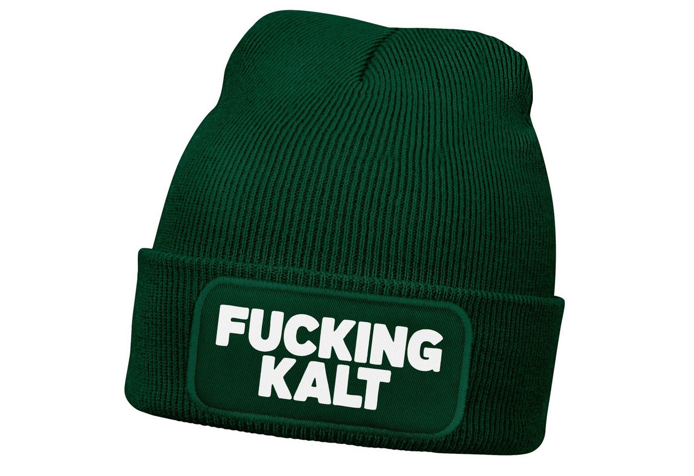 MoonWorks Strickmütze Damen Beanie mit Patch Strickmütze mit Spruch Kalt Wintermütze von MoonWorks