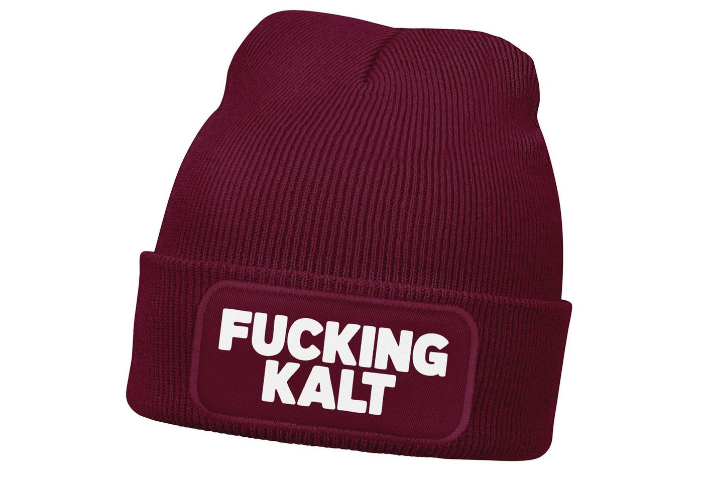 MoonWorks Strickmütze Damen Beanie mit Patch Strickmütze mit Spruch Kalt Wintermütze von MoonWorks