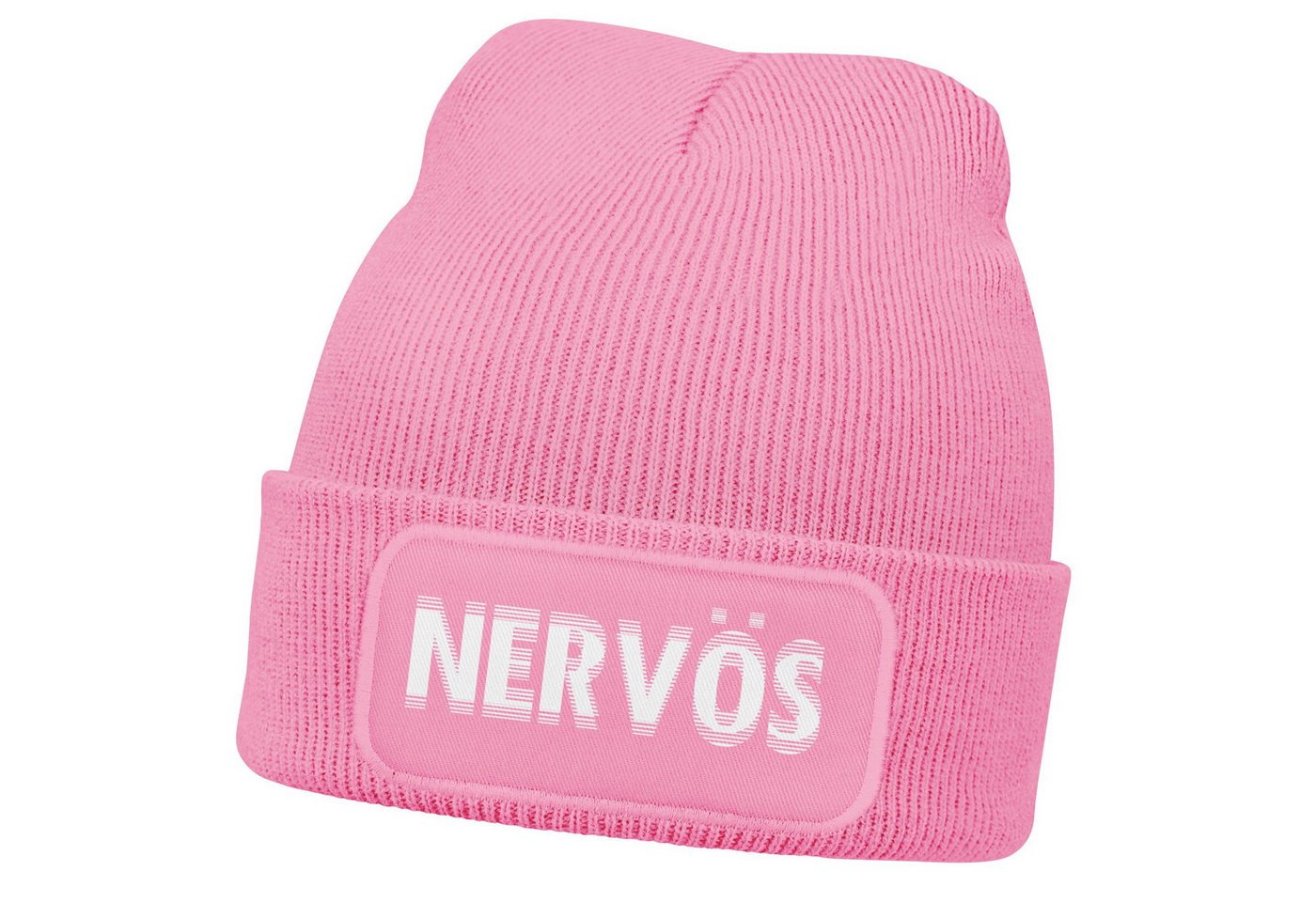 MoonWorks Strickmütze Damen Beanie mit Patch Strickmütze mit Spruch Nervös Aufdruck von MoonWorks