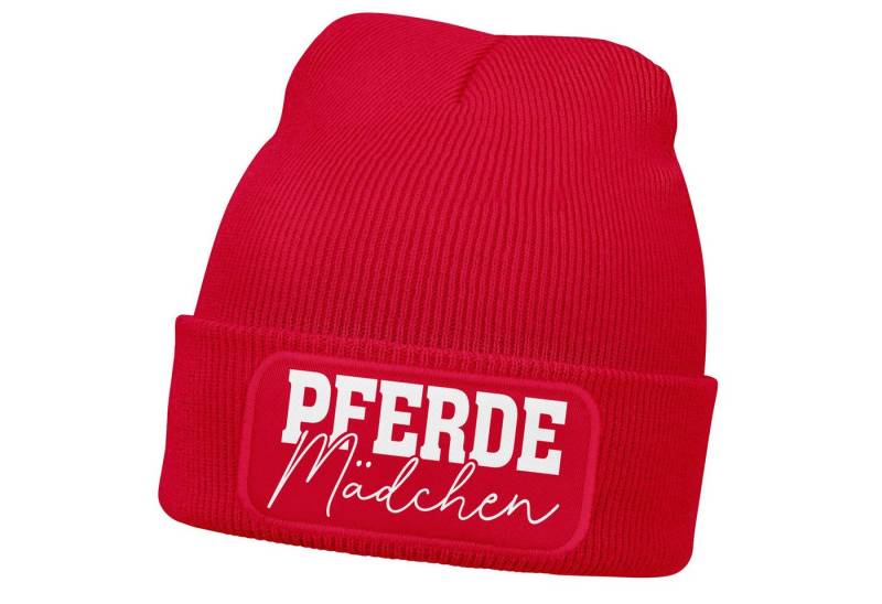 MoonWorks Strickmütze Damen Beanie mit Patch Strickmütze mit Spruch Pferdemädchen Aufdruck von MoonWorks