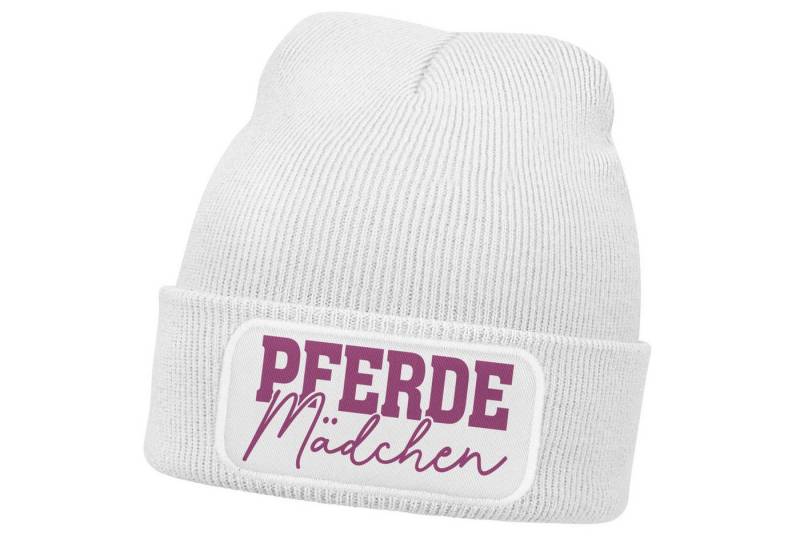 MoonWorks Strickmütze Damen Beanie mit Patch Strickmütze mit Spruch Pferdemädchen Aufdruck von MoonWorks