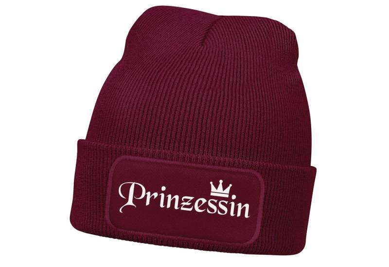 MoonWorks Strickmütze Damen Beanie mit Patch Strickmütze mit Spruch Prinzessin Krone von MoonWorks
