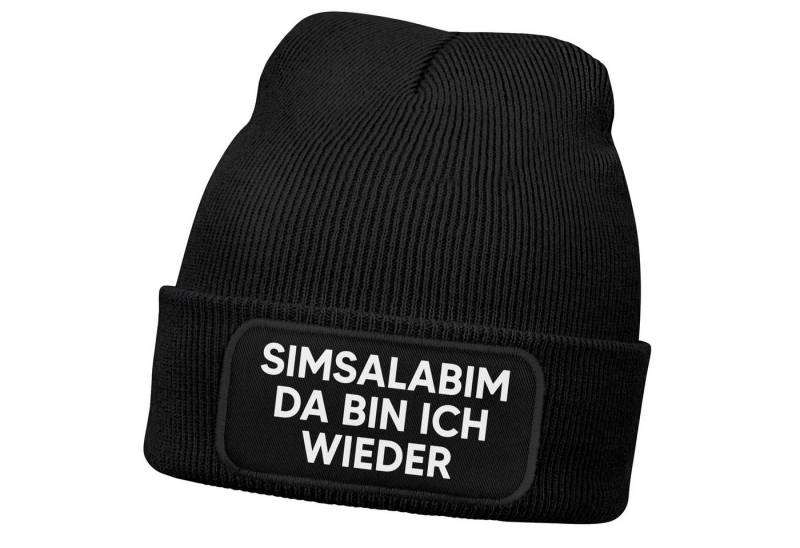 MoonWorks Strickmütze Damen Beanie mit Patch Strickmütze mit Spruch Simsalabim Aufdruck von MoonWorks