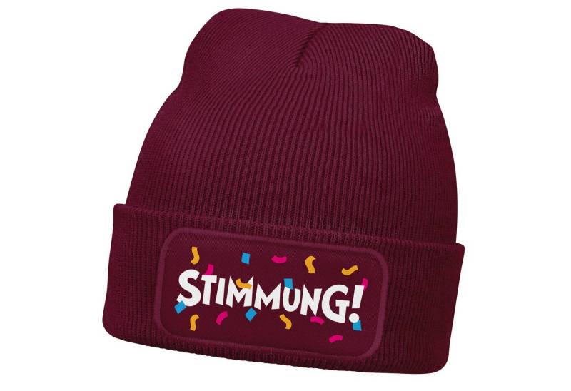 MoonWorks Strickmütze Damen Beanie mit Patch Strickmütze mit Spruch Stimmung Karneval von MoonWorks