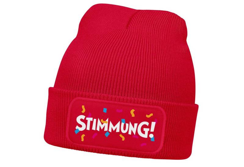 MoonWorks Strickmütze Damen Beanie mit Patch Strickmütze mit Spruch Stimmung Karneval von MoonWorks