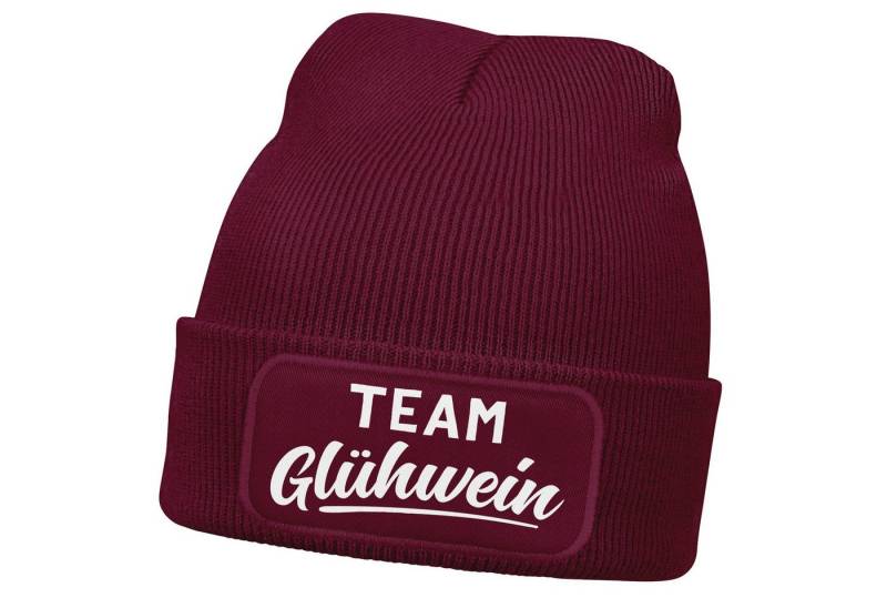 MoonWorks Strickmütze Damen Beanie mit Patch Strickmütze mit Spruch Team Glühwein von MoonWorks
