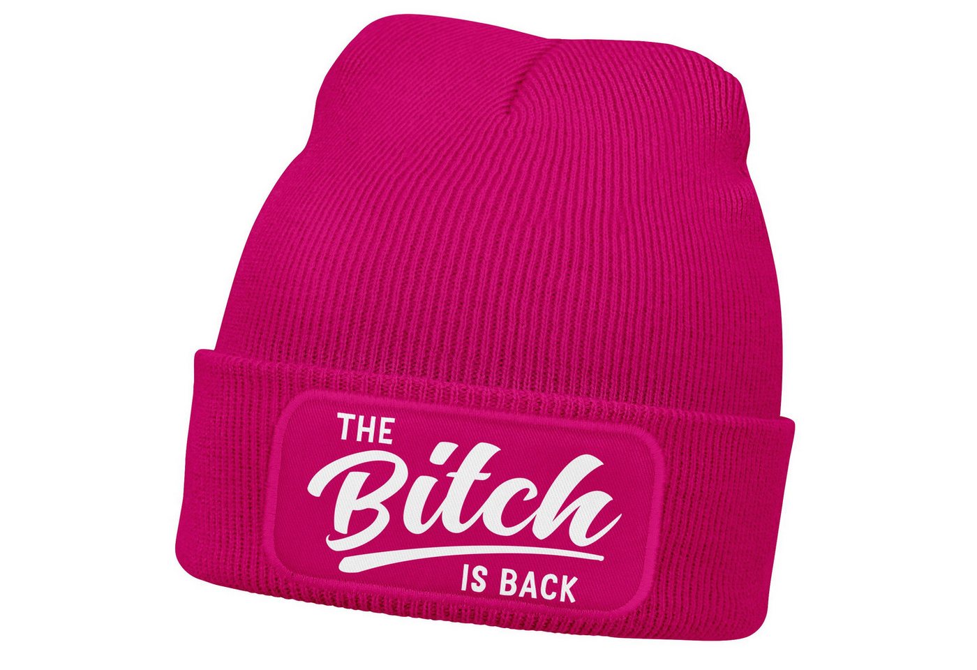 MoonWorks Strickmütze Damen Beanie mit Patch The Bitch is back Strickmütze mit Spruch von MoonWorks