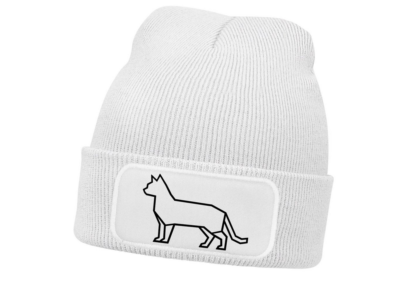 MoonWorks Strickmütze Damen Beanie mit Print Katze Polygon Grafik Strickmütze Statement von MoonWorks