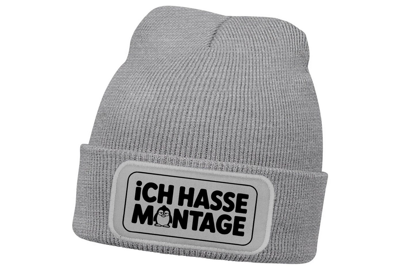 MoonWorks Strickmütze Damen Beanie mit Spruch Hasse Montage Pinguin Strickmütze Aufdruck von MoonWorks