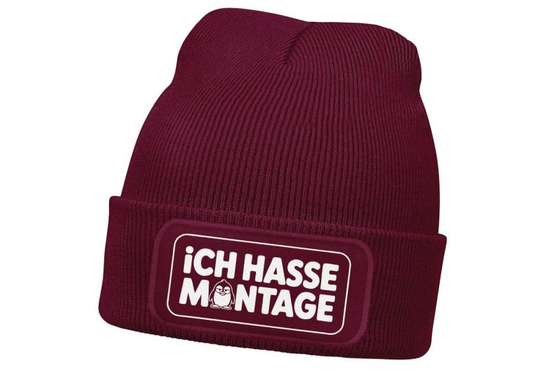 MoonWorks Strickmütze Damen Beanie mit Spruch Hasse Montage Pinguin Strickmütze Aufdruck von MoonWorks