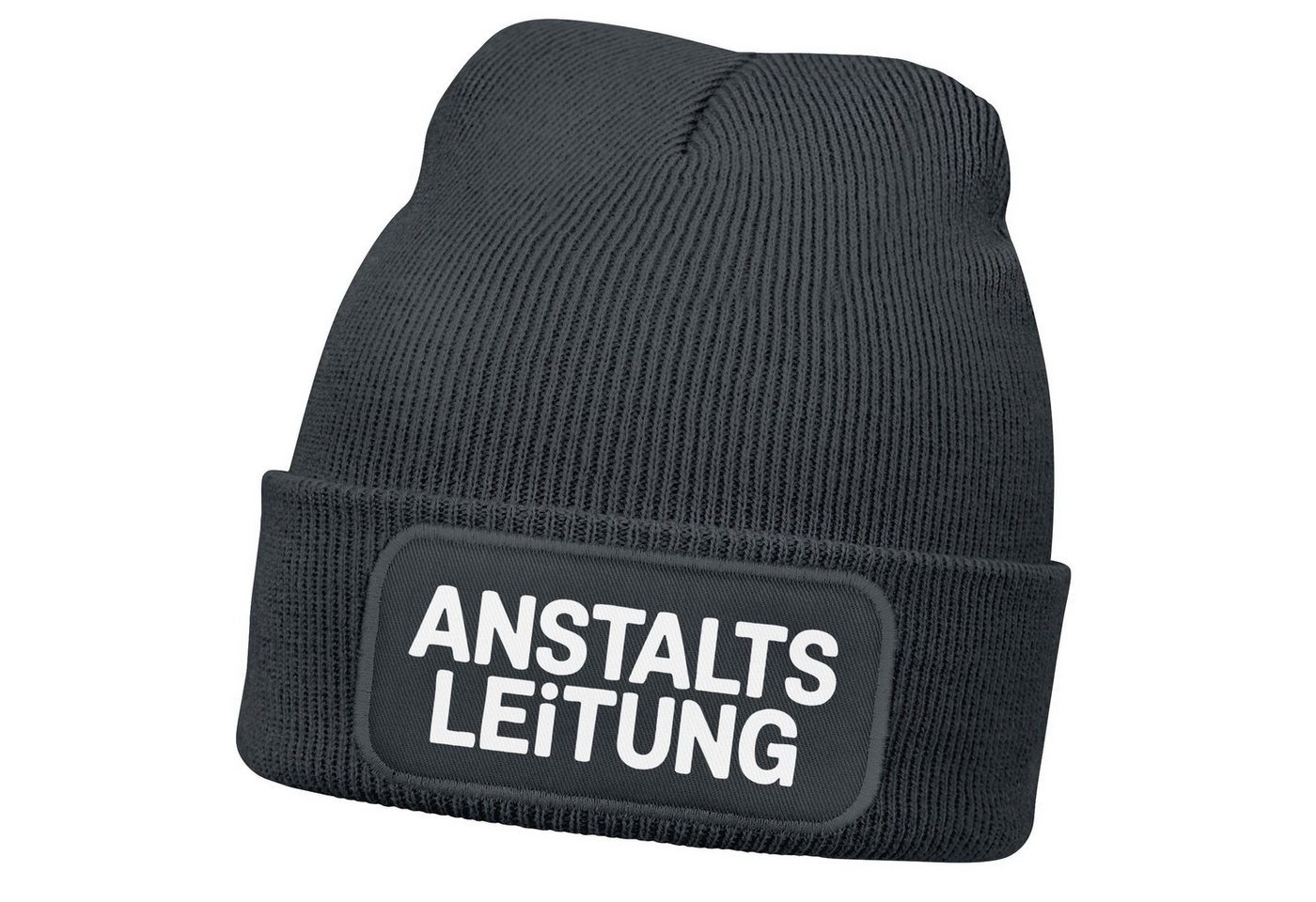 MoonWorks Strickmütze Herren Beanie Mütze mit Spruch Strickmütze Aufdruck, Anstaltsleitung von MoonWorks