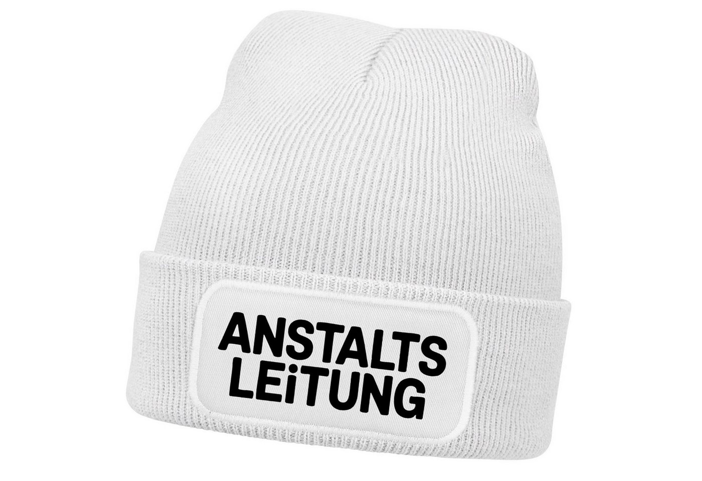 MoonWorks Strickmütze Herren Beanie Mütze mit Spruch Strickmütze Aufdruck, Anstaltsleitung von MoonWorks
