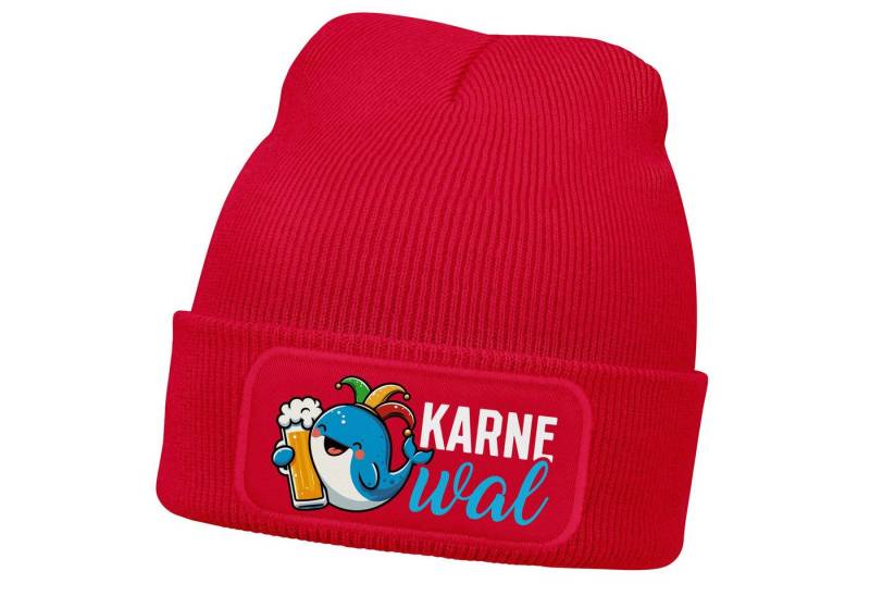 MoonWorks Strickmütze Herren Beanie Patch Fasching Karneval Mütze mit Spruch Lustig von MoonWorks