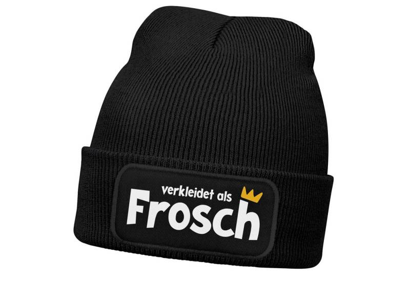 MoonWorks Strickmütze Herren Beanie Patch Fasching Karneval Mütze mit Spruch Lustig von MoonWorks
