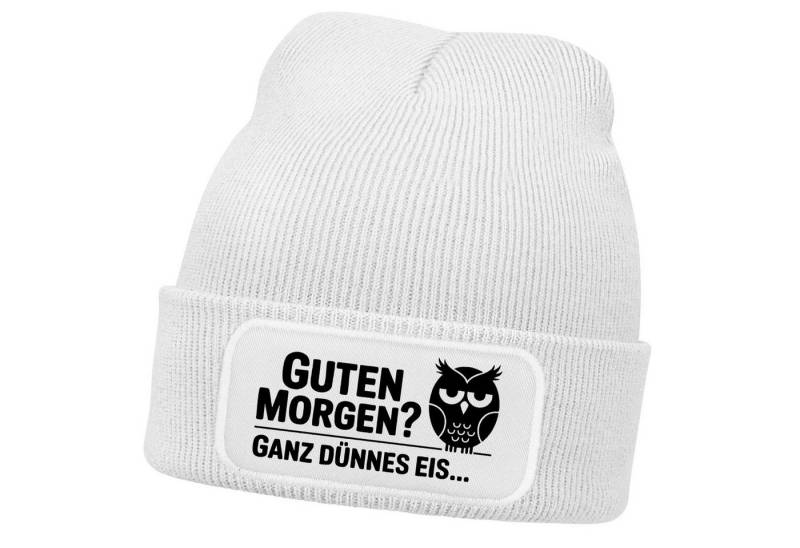 MoonWorks Strickmütze Herren Beanie Patch Grafik Print Eule Strickmütze mit Spruch Guten von MoonWorks