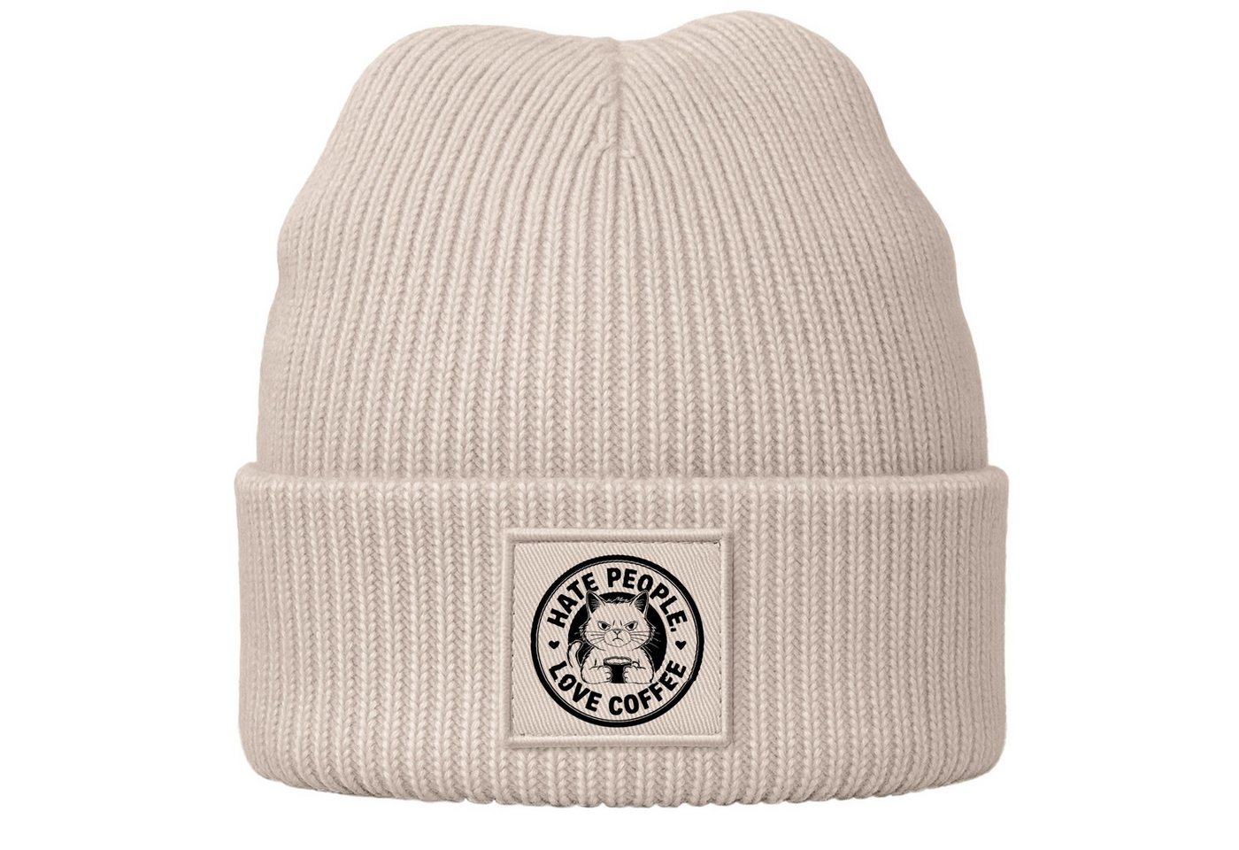 MoonWorks Strickmütze Herren Beanie Patch Hate People Love Coffee Spruch Kaffefans Geschenk von MoonWorks