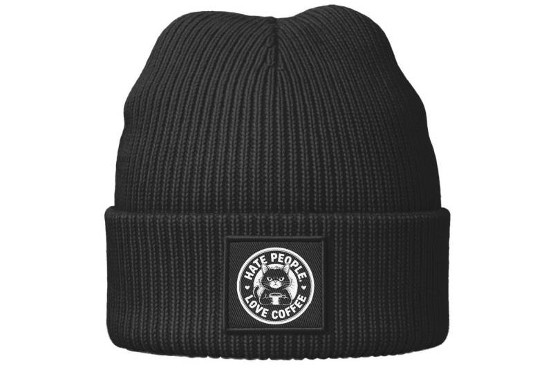 MoonWorks Strickmütze Herren Beanie Patch Hate People Love Coffee Spruch Kaffefans Geschenk von MoonWorks