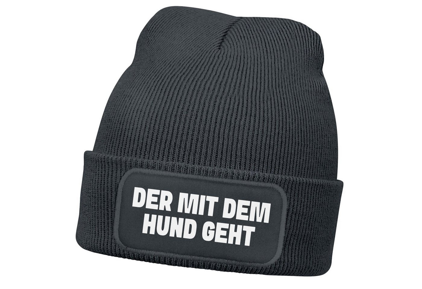 MoonWorks Strickmütze Herren Beanie Patch Spruch Gassi gehen Strickmütze mit Spruch von MoonWorks