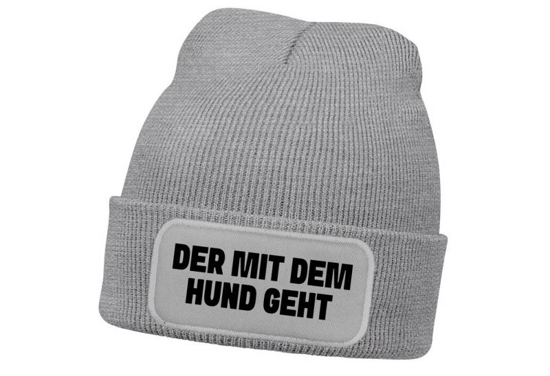 MoonWorks Strickmütze Herren Beanie Patch Spruch Gassi gehen Strickmütze mit Spruch von MoonWorks