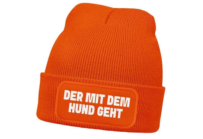 MoonWorks Strickmütze Herren Beanie Patch Spruch Gassi gehen Strickmütze mit Spruch von MoonWorks