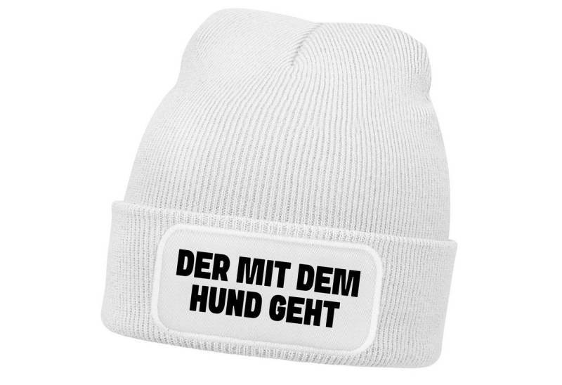 MoonWorks Strickmütze Herren Beanie Patch Spruch Gassi gehen Strickmütze mit Spruch von MoonWorks