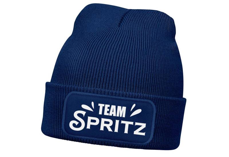 MoonWorks Strickmütze Herren Beanie Patch Strickmütze Spruch Team Spritz Aufdruck Lustig von MoonWorks