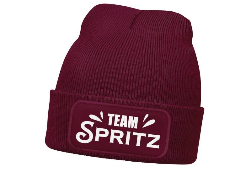 MoonWorks Strickmütze Herren Beanie Patch Strickmütze Spruch Team Spritz Aufdruck Lustig von MoonWorks