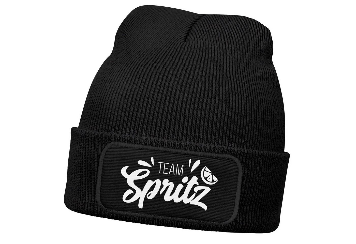 MoonWorks Strickmütze Herren Beanie Patch Strickmütze Spruch Team Spritz Aufdruck Lustig von MoonWorks