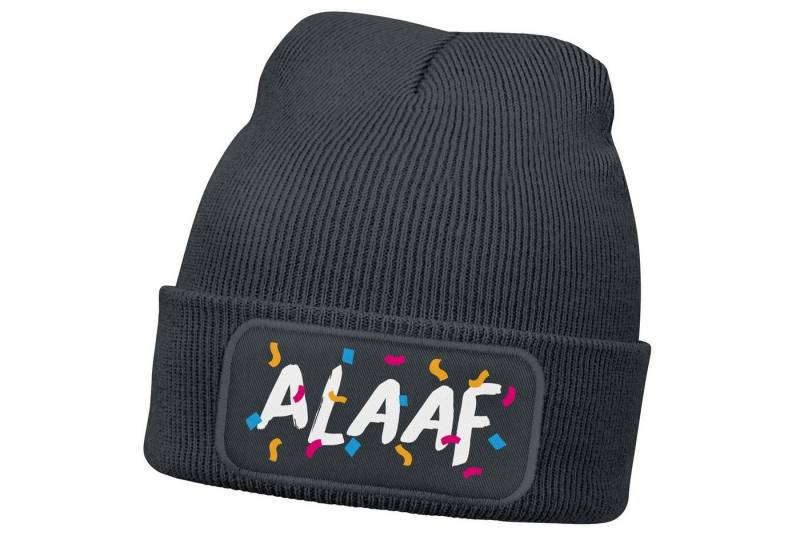 MoonWorks Strickmütze Herren Beanie Patch Strickmütze mit Spruch Aufdruck Fasching Karneval von MoonWorks