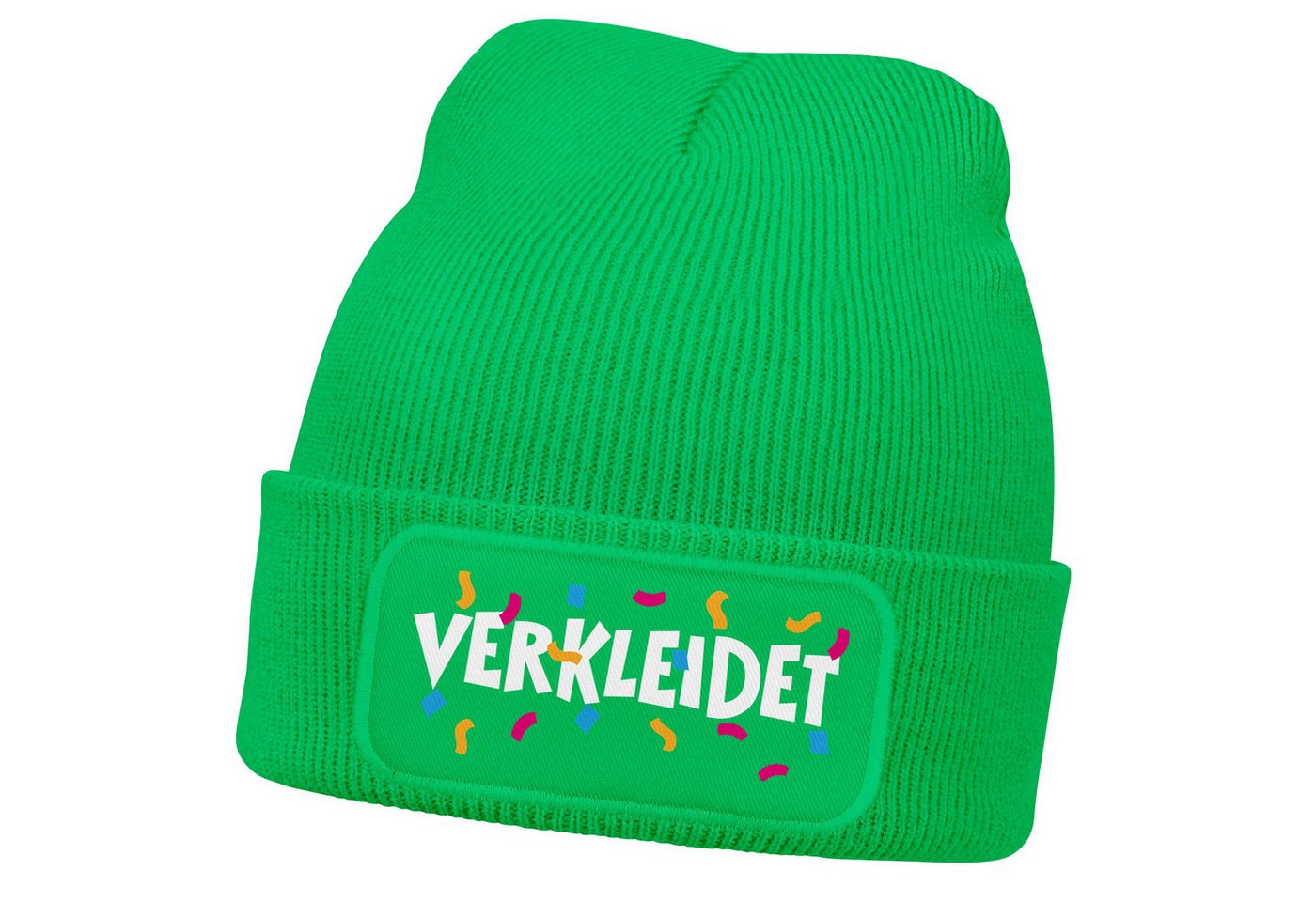 MoonWorks Strickmütze Herren Beanie Patch Strickmütze mit Spruch Aufdruck Fasching Karneval von MoonWorks