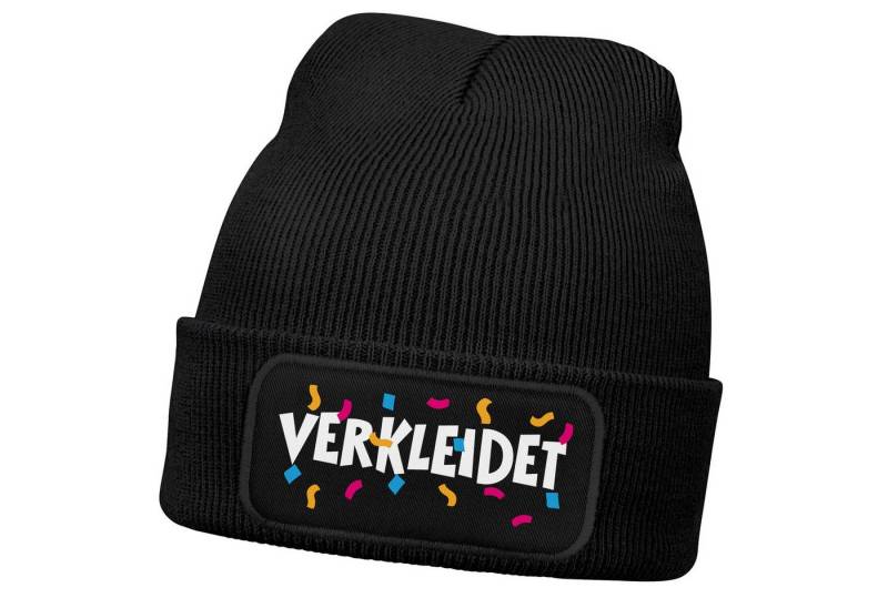 MoonWorks Strickmütze Herren Beanie Patch Strickmütze mit Spruch Aufdruck Fasching Karneval von MoonWorks