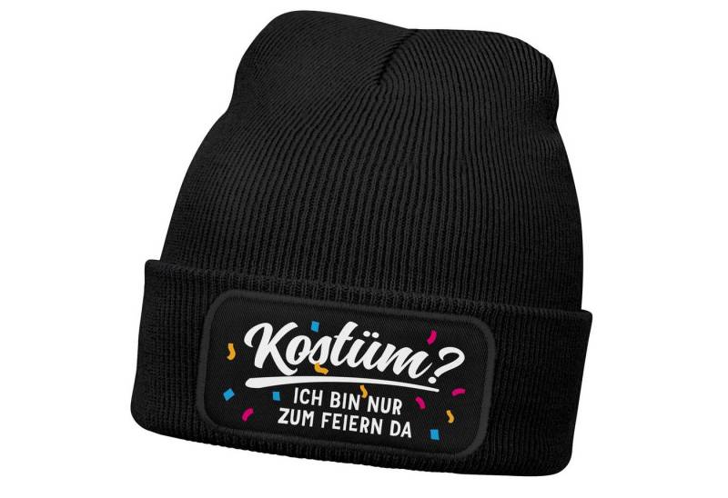 MoonWorks Strickmütze Herren Beanie Patch Strickmütze mit Spruch Aufdruck Fasching Karneval von MoonWorks