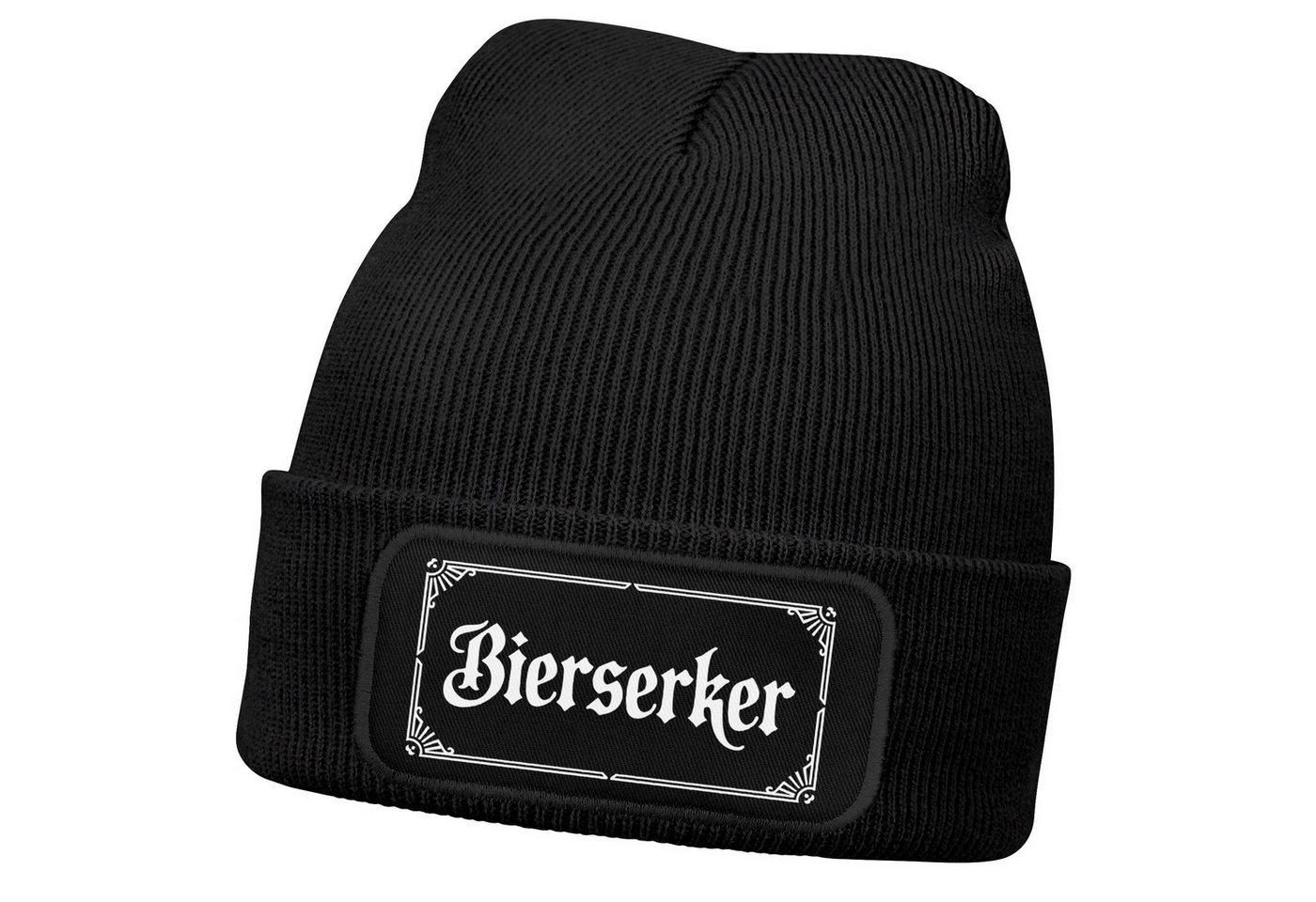 MoonWorks Strickmütze Herren Beanie Patch Strickmütze mit Spruch Bier Aufdruck Bierserker von MoonWorks
