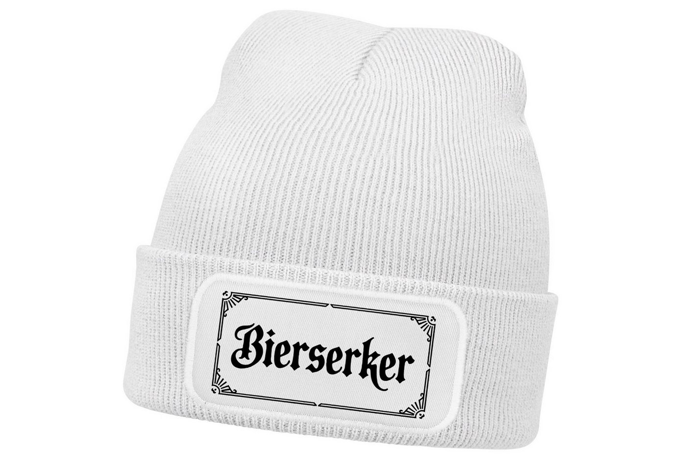 MoonWorks Strickmütze Herren Beanie Patch Strickmütze mit Spruch Bier Aufdruck Bierserker von MoonWorks