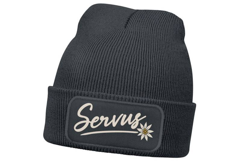 MoonWorks Strickmütze Herren Beanie Patch Strickmütze mit Spruch Lustig Servus Lederhose in von MoonWorks
