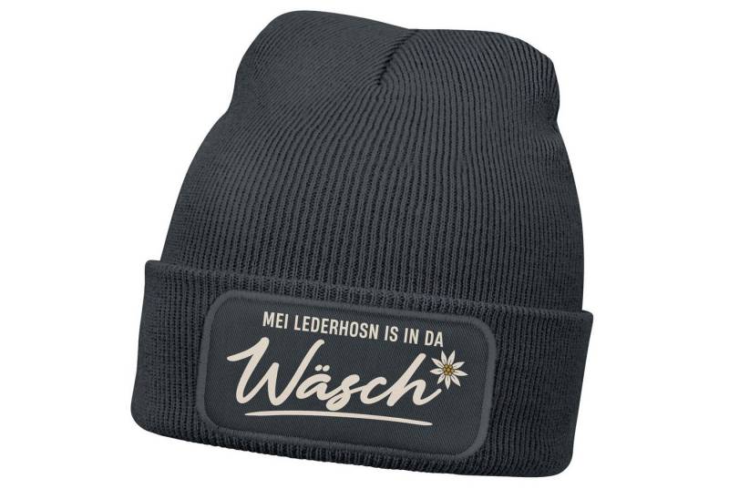 MoonWorks Strickmütze Herren Beanie Patch Strickmütze mit Spruch Lustig Servus Lederhose in von MoonWorks