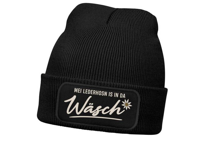 MoonWorks Strickmütze Herren Beanie Patch Strickmütze mit Spruch Lustig Servus Lederhose in von MoonWorks