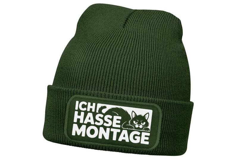 MoonWorks Strickmütze Herren Beanie Spruch Hasse Montage Strickmütze Aufdruck Anti von MoonWorks
