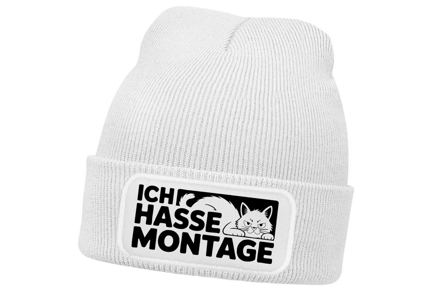 MoonWorks Strickmütze Herren Beanie Spruch Hasse Montage Strickmütze Aufdruck Anti von MoonWorks