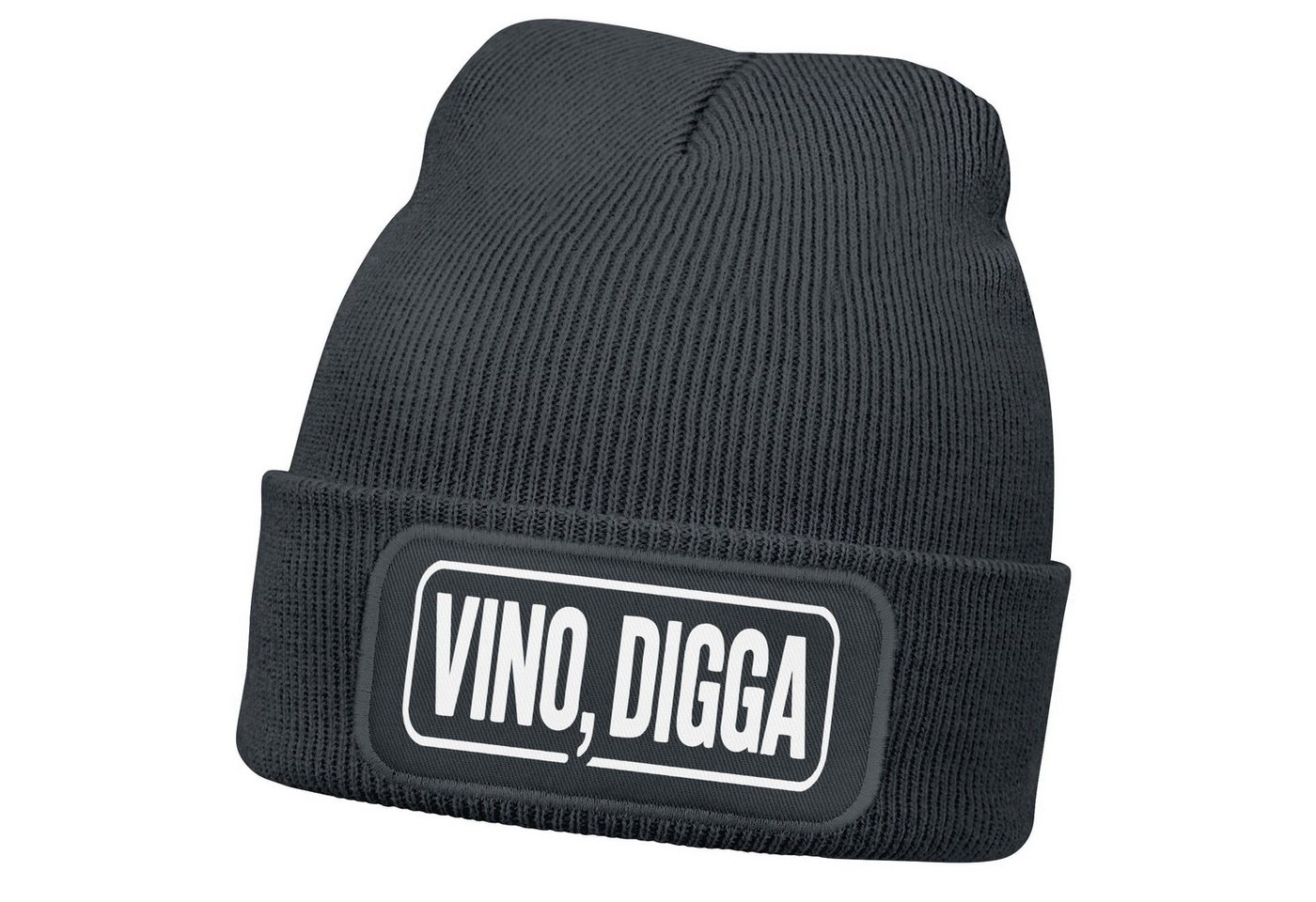 MoonWorks Strickmütze Herren Beanie Strickmütze Vino Digga Spruch Aufdruck Lustig Mütze von MoonWorks