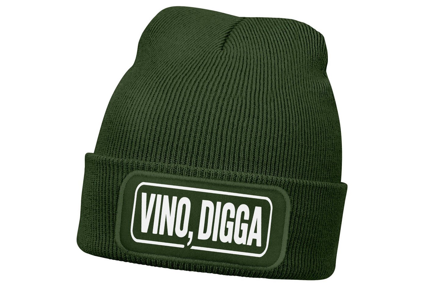 MoonWorks Strickmütze Herren Beanie Strickmütze Vino Digga Spruch Aufdruck Lustig Mütze von MoonWorks