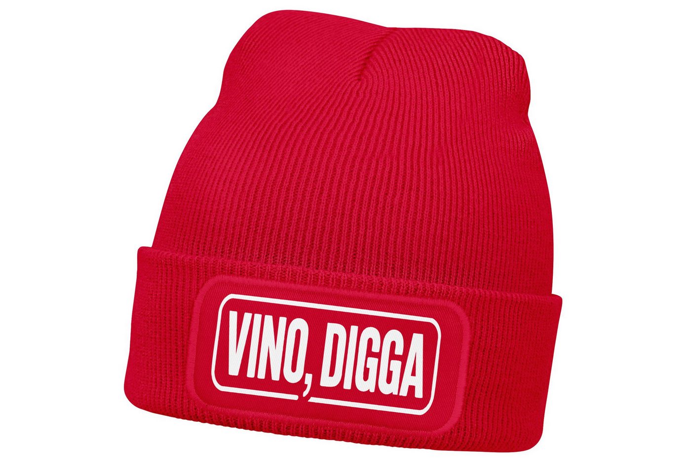 MoonWorks Strickmütze Herren Beanie Strickmütze Vino Digga Spruch Aufdruck Lustig Mütze von MoonWorks