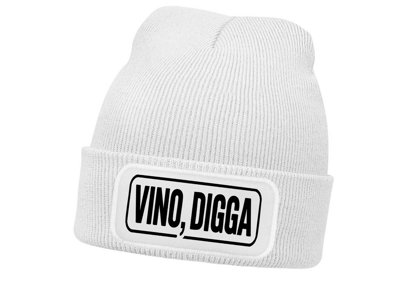 MoonWorks Strickmütze Herren Beanie Strickmütze Vino Digga Spruch Aufdruck Lustig Mütze von MoonWorks