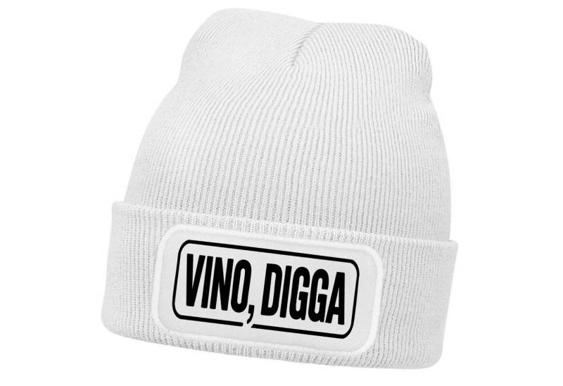 MoonWorks Strickmütze Herren Beanie Strickmütze Vino Digga Spruch Aufdruck Lustig Mütze von MoonWorks