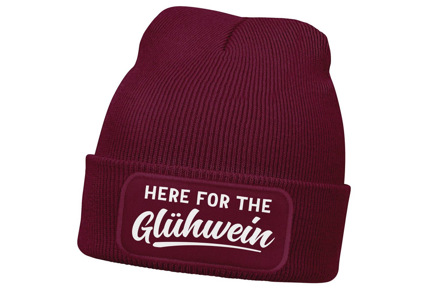 MoonWorks Strickmütze Herren Beanie Strickmütze mit Patch Spruch Aufdruck GlühweinLustig von MoonWorks