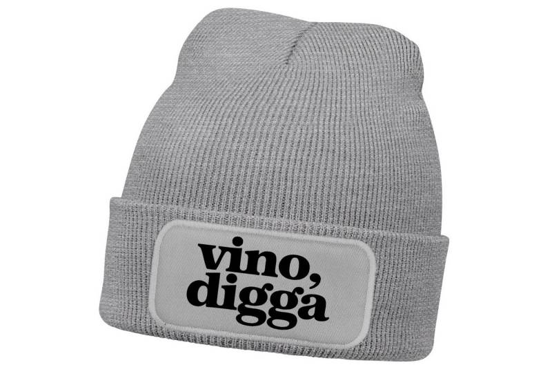 MoonWorks Strickmütze Herren Beanie Strickmütze mit Spruch Aufdruck Lustig Vino Digga Mütze von MoonWorks