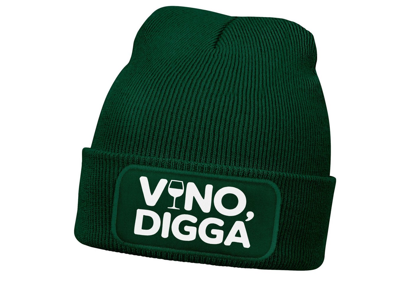MoonWorks Strickmütze Herren Beanie Strickmütze mit Spruch Aufdruck Lustig Vino Digga Mütze von MoonWorks